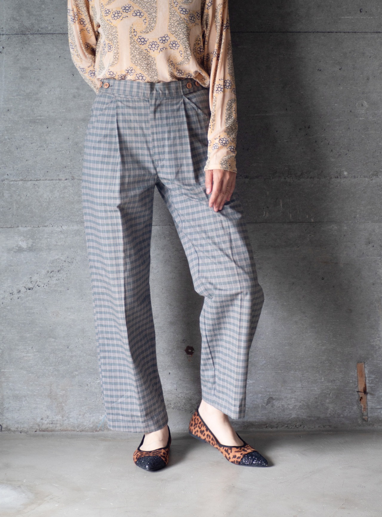 "Errecinque" 1970s deadstock Plaid trousers