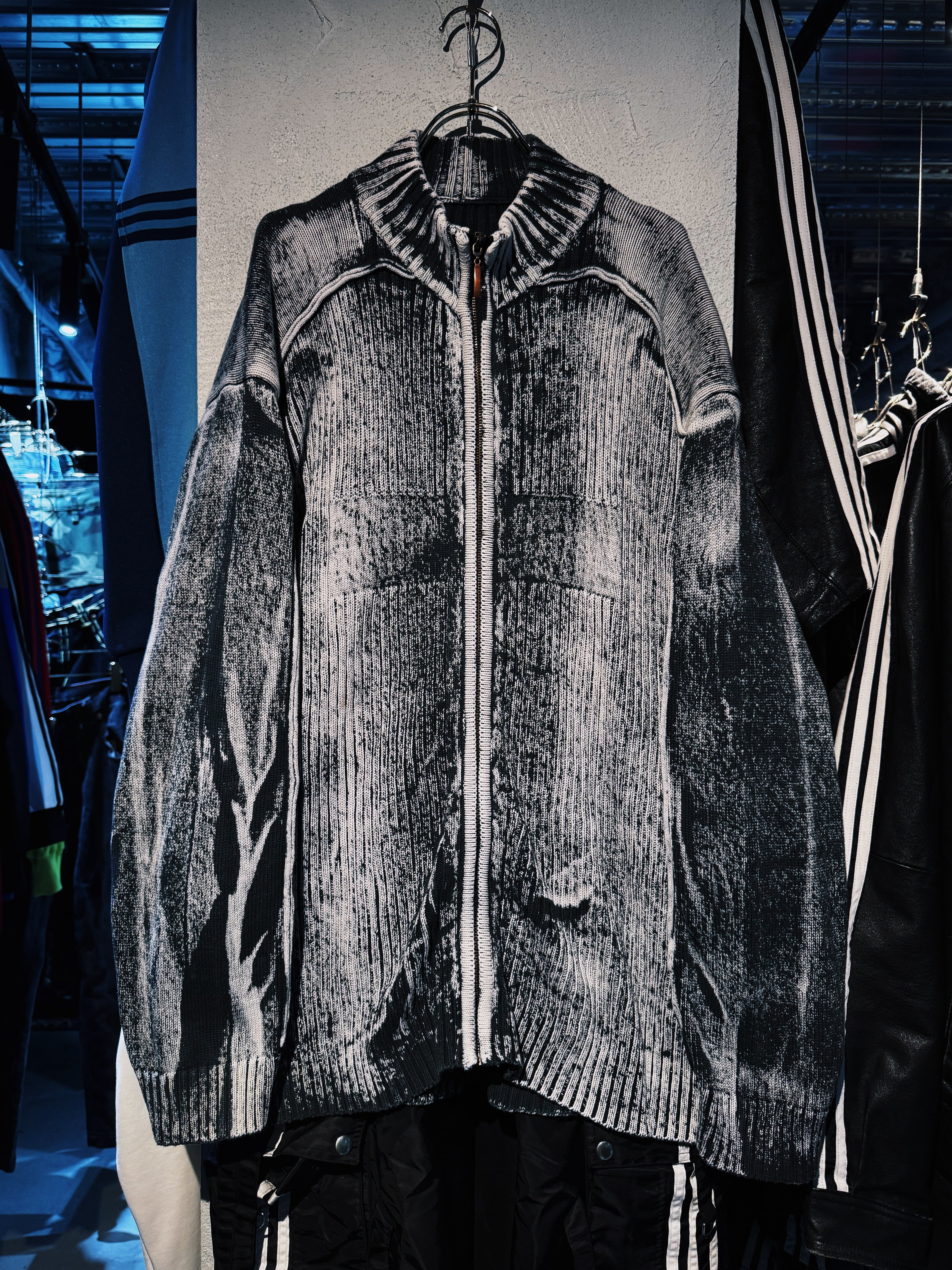 vintage monochrome gradation rib drivers knit