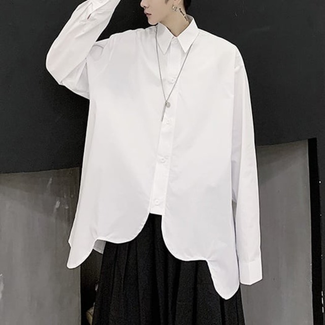 【Men】ARC DESIGN HEM SOLID SHIRT 2colors S-416