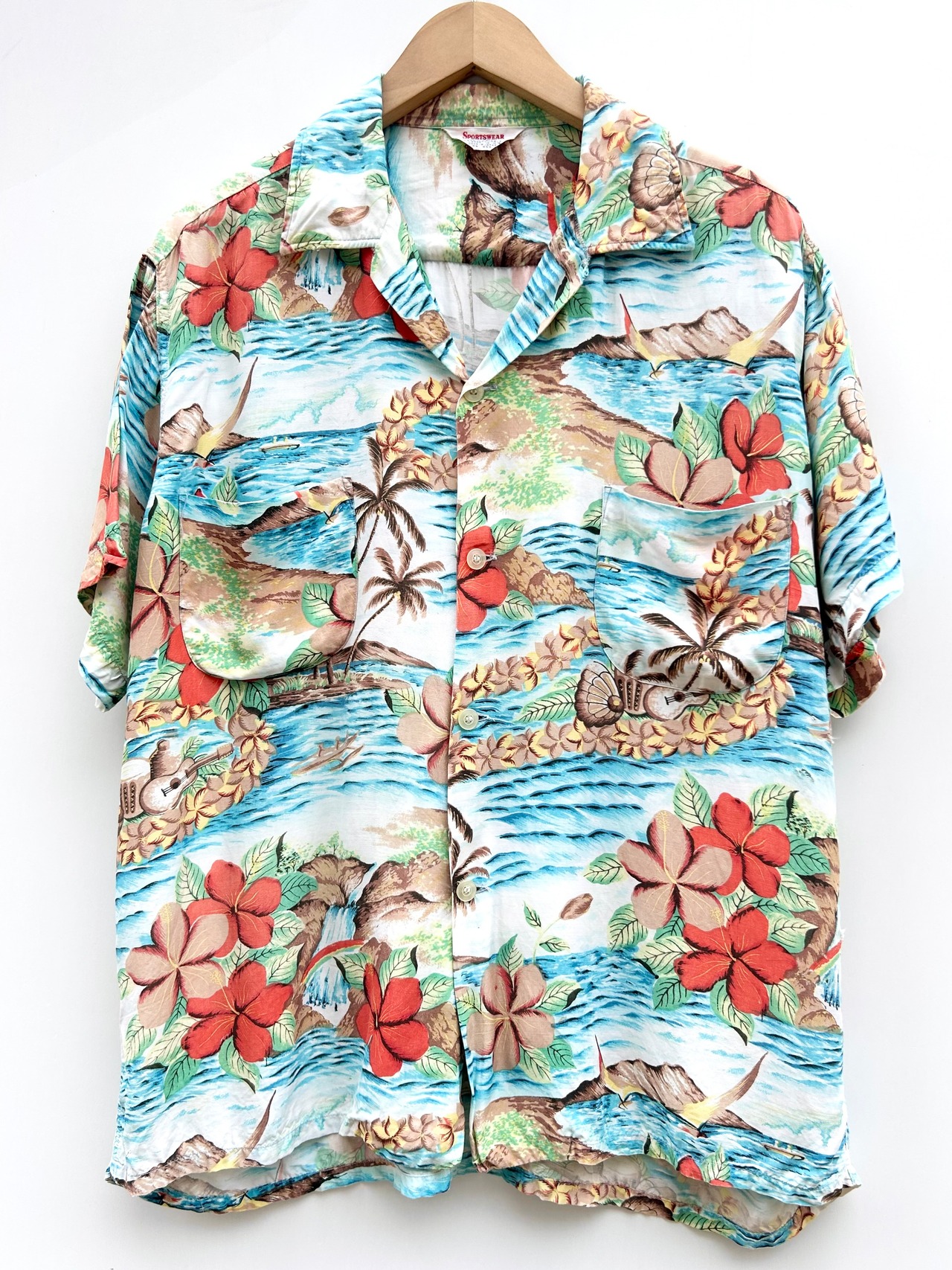 60s SPORTSWEAR HAWAIIAN SHIRT MADE IN JAPAN Size L