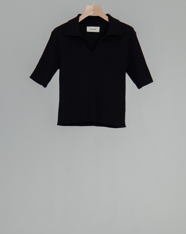 Wide Rib Skipper S/S Knit - Black