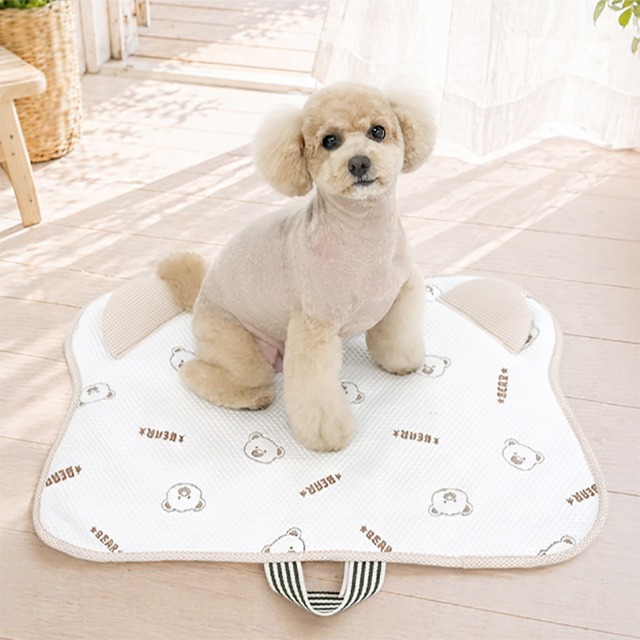 bear jacquard cool mat / 犬 夏用 マット 接触冷感 ひんやり ペットマット クール 軽量 軽い 丸洗い 小型犬中型犬 お出かけ 運びやすい 犬用 猫 暑さ対策 冷感 冷却 韓国