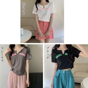 ストリート風 半袖 Tシャツ レディース 春夏秋 トップス 韓国 大人 かわいい おしゃれ きれいめ ニット ショート丈 大人可愛い 大人女子