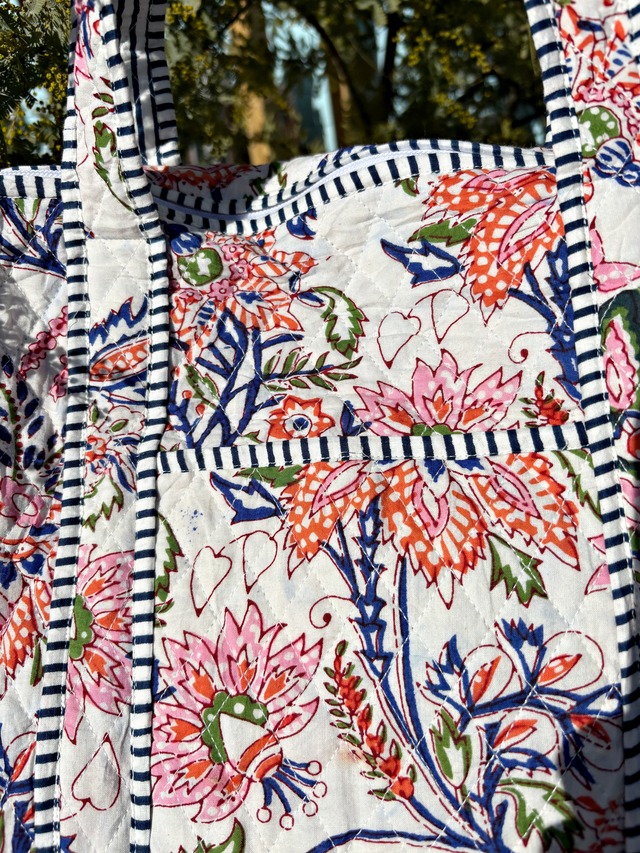 ※特別割引品《Botanical Boston Bags ④》White × Pink※特別割引品