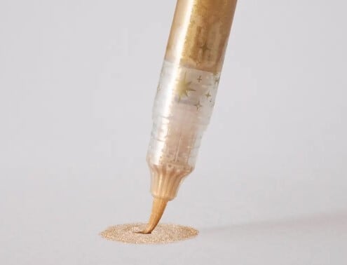 ぺんてる グリッター筆ペン スターフレークブラッシュ ゴールド XGFHLM