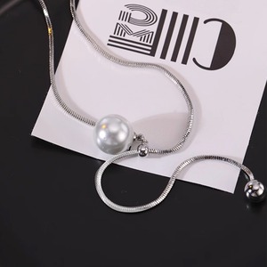 大粒 パール ロングチェーン ネックレス 10206