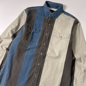 Wrangler ラングラー BD 長袖シャツ 15 1/2-33/ブルー ブラウン/ウエスタン/80s 90s