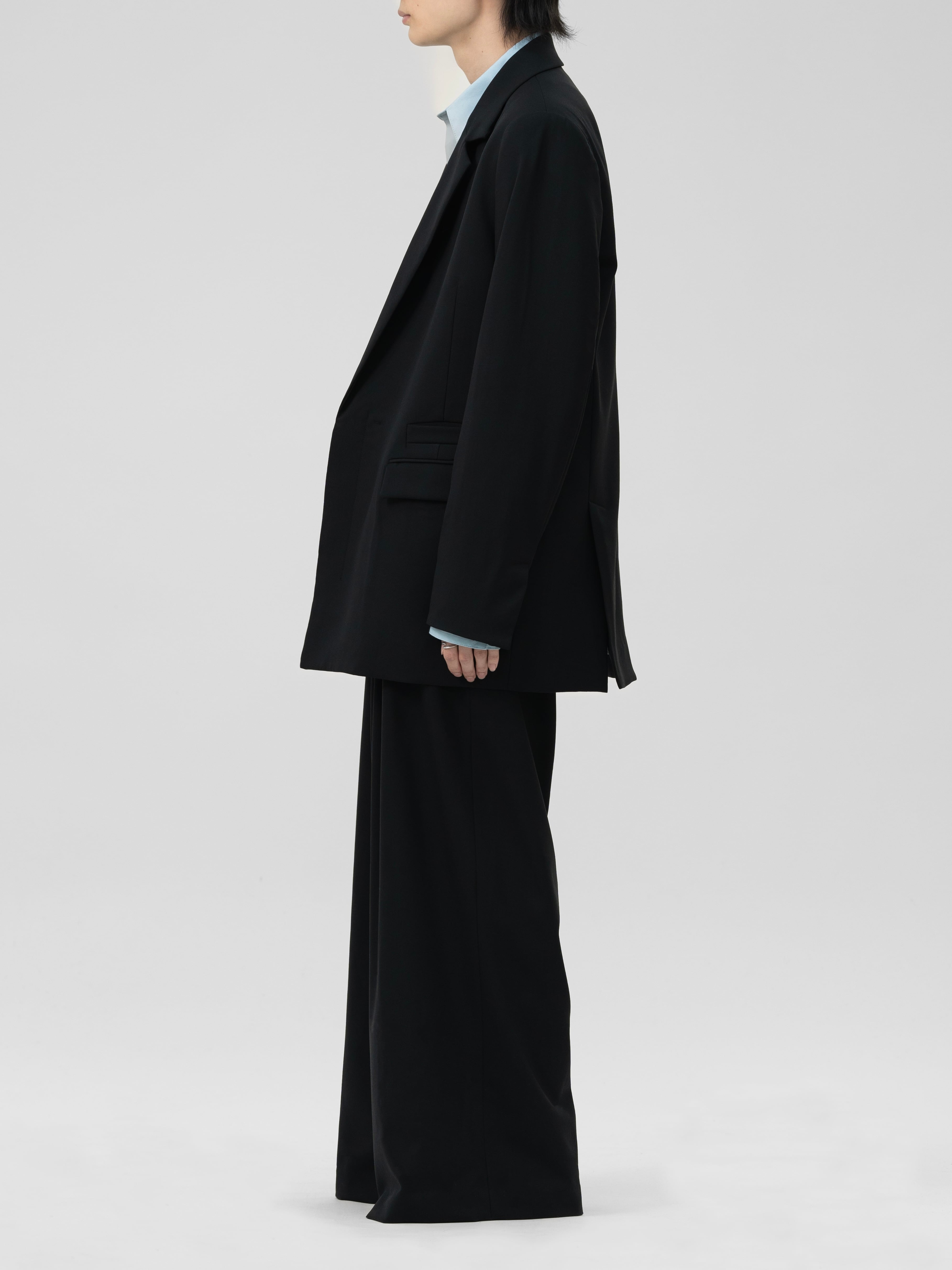 ジャケット・アウター LAPIIS DOUBLE WOOL JACKET DOUBLE BREASTED FLY FRONT WOOL JACKET【BLACK】 | lapiis