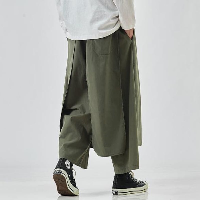 ガウチョパンツ メンズ 袴パンツ ワイドパンツ ブラック 黒 オリジナル ブランド 春 夏 新作 個性的 V系 ホスト モード系 ファッション 91 Off