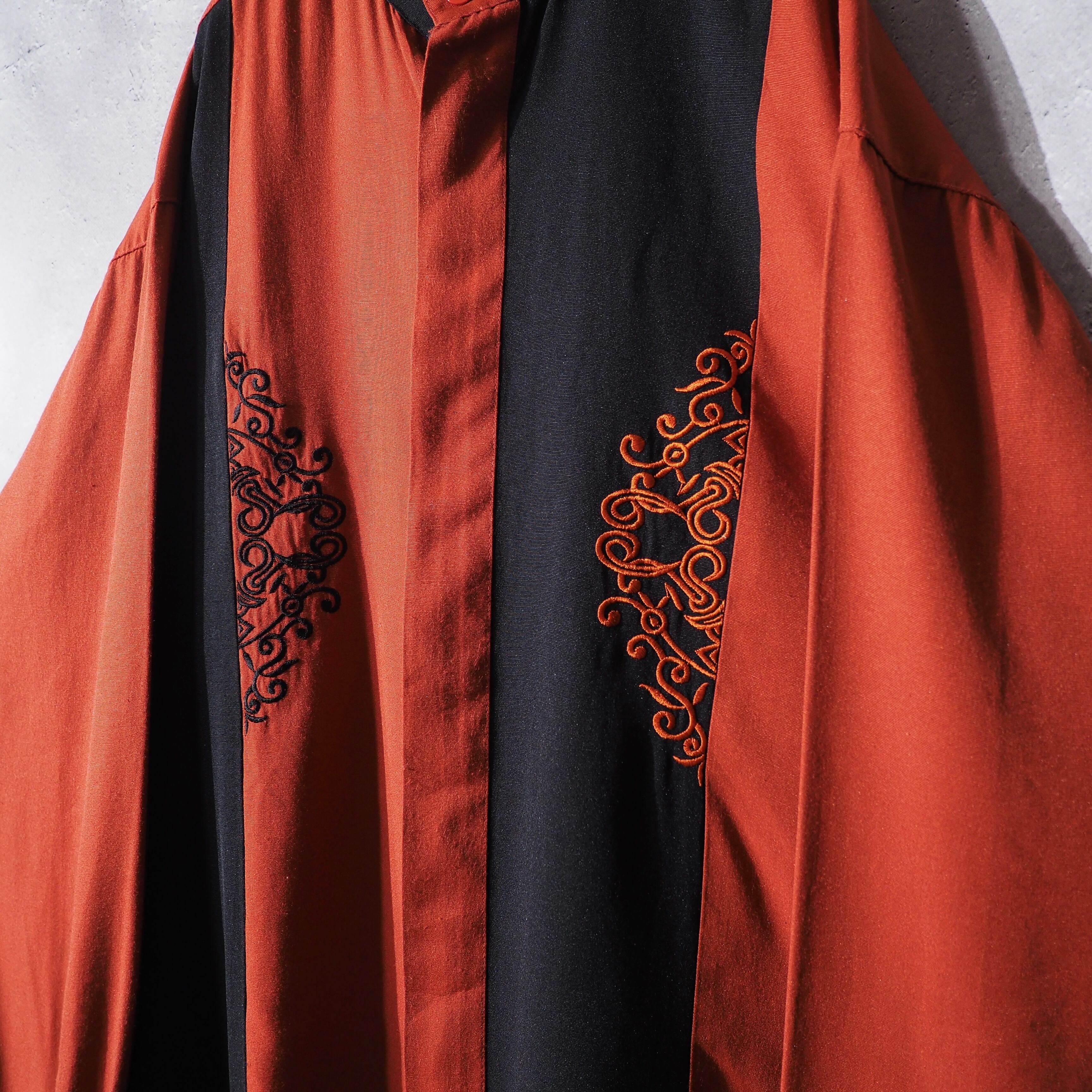 1990s " Pronti " Bi color × Embbossed vintage Band callar shirt