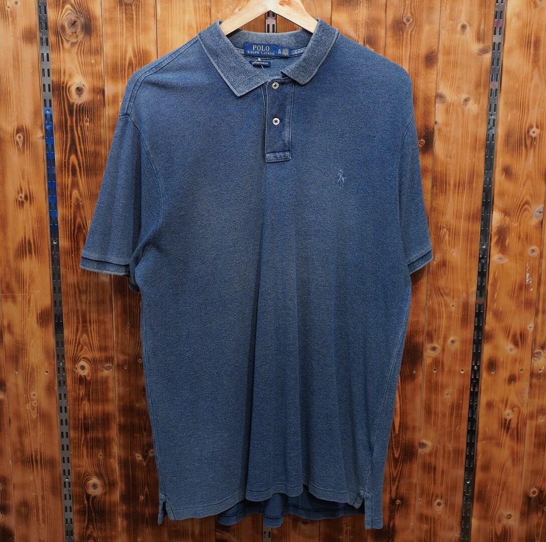 ralphlauren custom slim fit インディゴ染め ポロシャツ XL/ラルフローレン