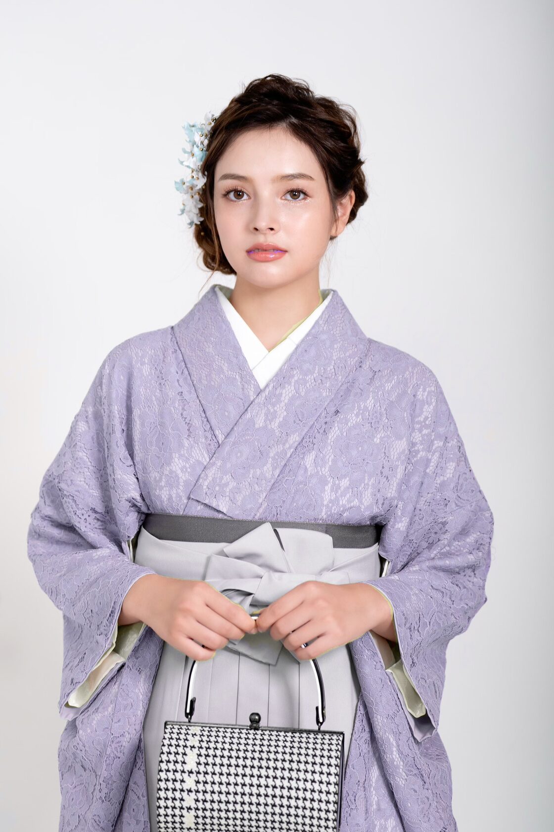 Kimono Sienne 卒業式袴 3点セット レース二尺袖 袴 卒業式 ラベンダー 