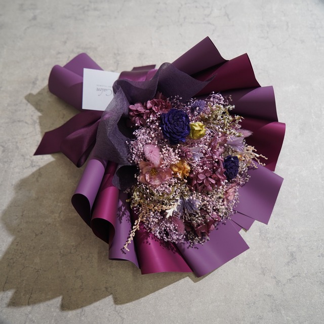 ドライフラワーの花束 Mサイズ パープル M-487≪限定１点≫