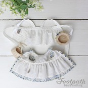 Vsb-70001 Blue floral dress apron beret bag  set