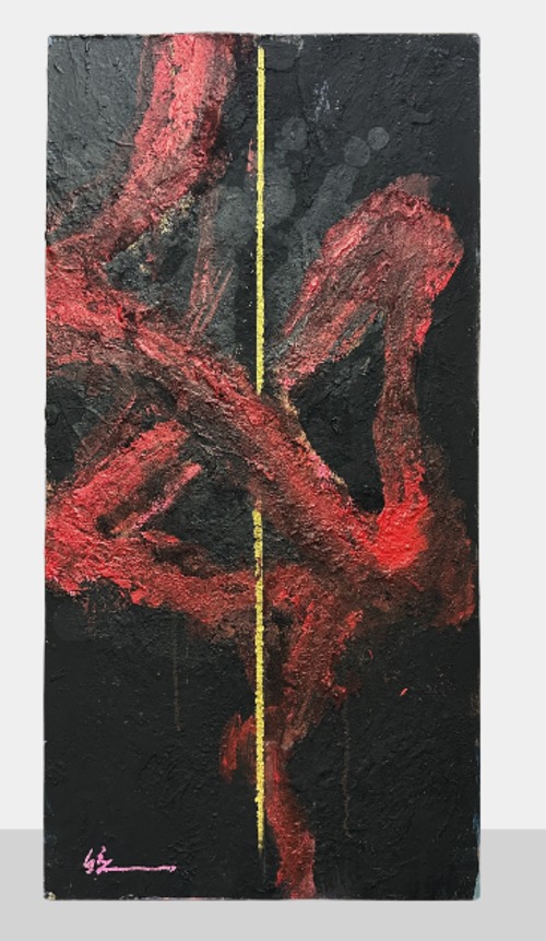 落合皎児【絵画】呼吸（いのち）breath"life" — mixed media (painting on canvas) 90(H) × 46(W)cm