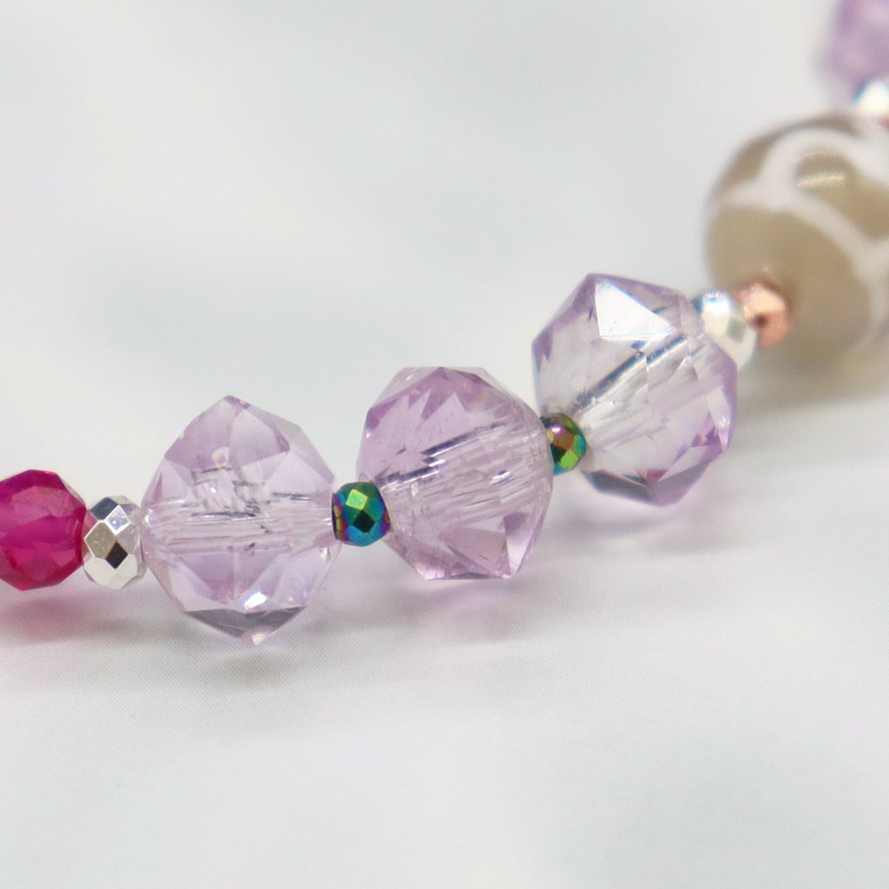 寶瓶天珠×ピンクアメシスト×人工ルビー ブレスレット | LA・JOLLA HALE