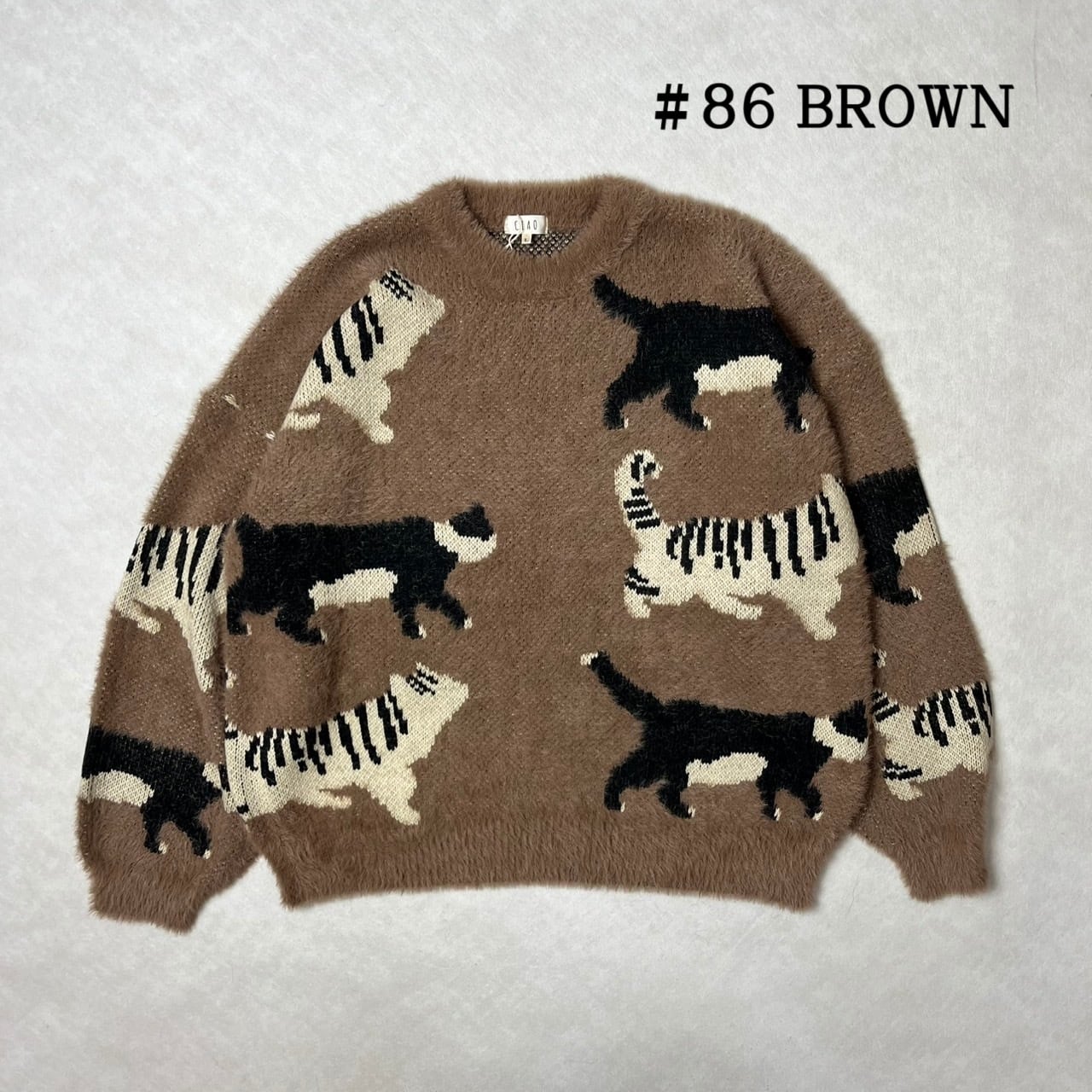 猫クルーネックニット 長袖 KN5711 CIAO | CIAO TOKYO［チャオ