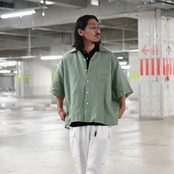 INTERIM(インテリム)RAMIE SHEER LAWN HYPER BIG S/S OPEN COLLAR SHIRT, 257(オーバーパンツ)コーディネート