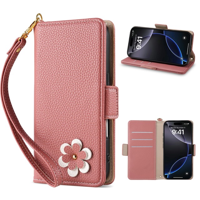Vokpok対応 AQUOS R10/R9 通用 ケース 手帳型 可愛い3Dフラワークラフト 手触りも色合いも あふれる 女性の アクオス R10/R9 財布型ケース カード収納機能 スタンド機能 簡約美しいストラップ付き ある滑らかな手触り 家族友達素晴らしい贈り物 AQUOSr10/r9 SH-51F/SH-51E/ A401SH/SH-M28 スマホケース,スイカレッド