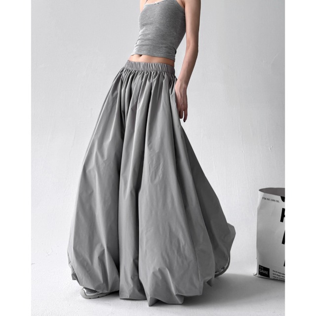 ハイウエストバルーンマキシスカート［S-XL］