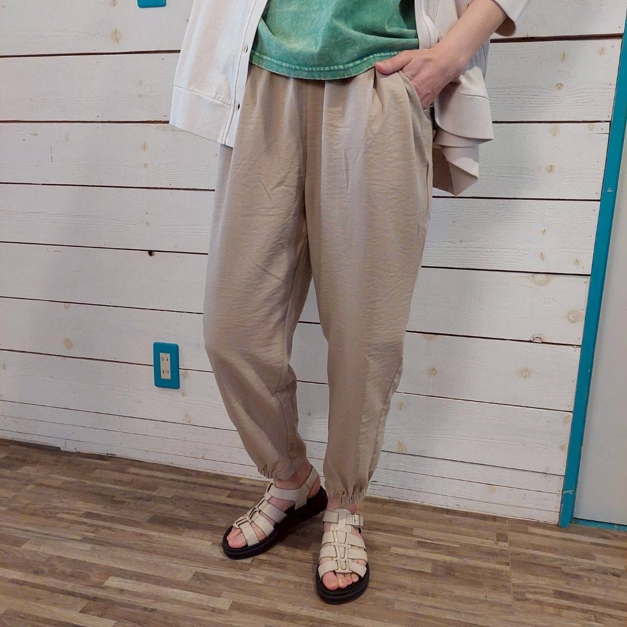 『People's』2741  ポリレーヨンスラブイージーパンツ　ウエストゴム