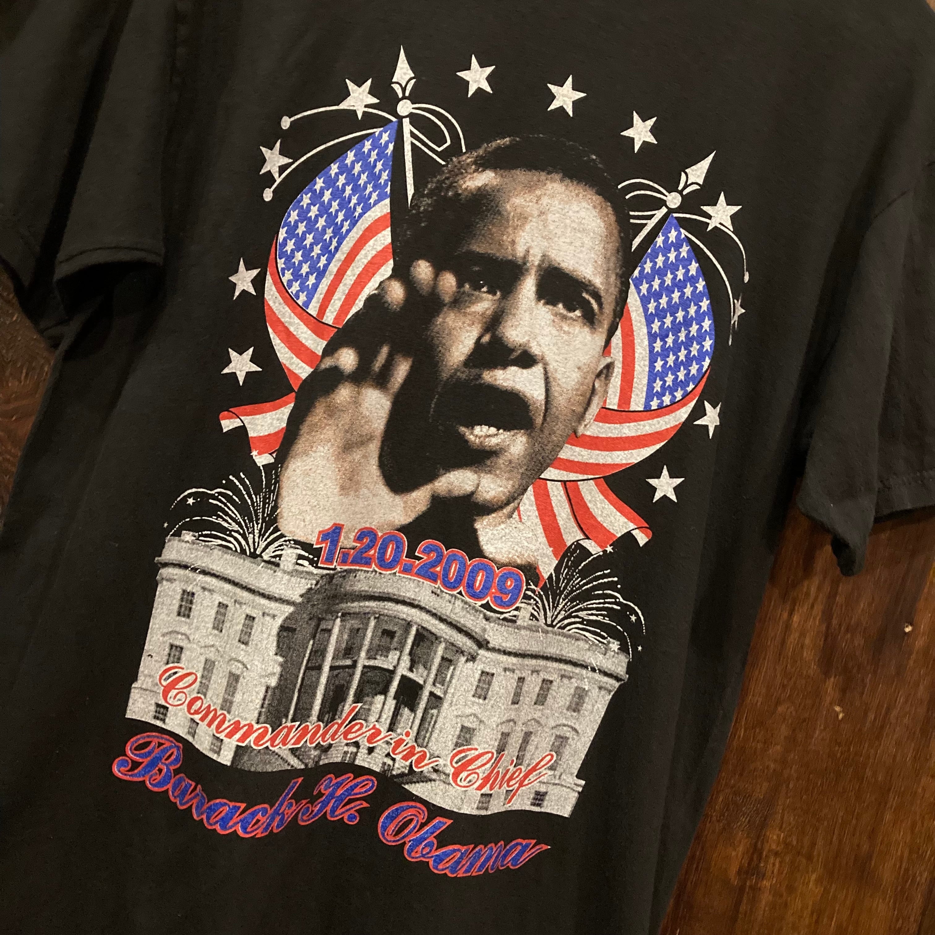 アメリカ古着 Tシャツ 半袖Tシャツ プリントT オバマ Obama 黒 Mサイズ