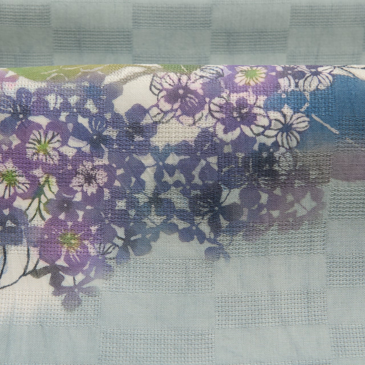 日本工芸会正会員 岩井香楠子 「アジサイ」 型絵染 麻 開名古屋帯