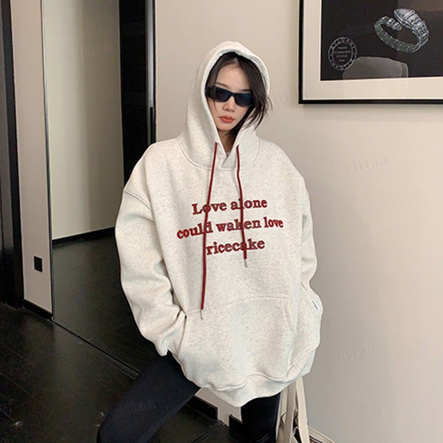 ★予約★D-829　2026新作♡LOVEサガラ刺繍ロゴフーディー　ライトグレー