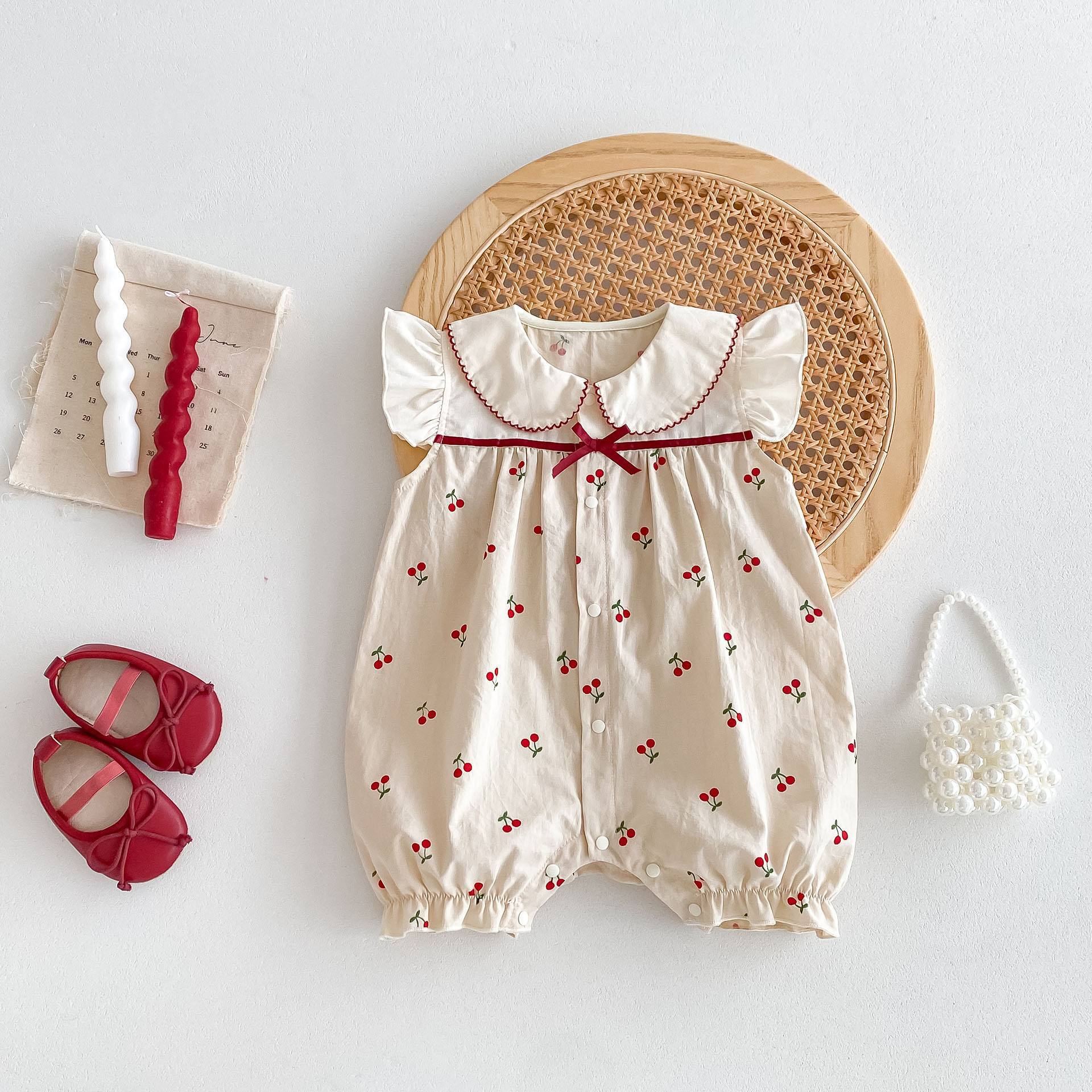 丸襟チェリーロンパース