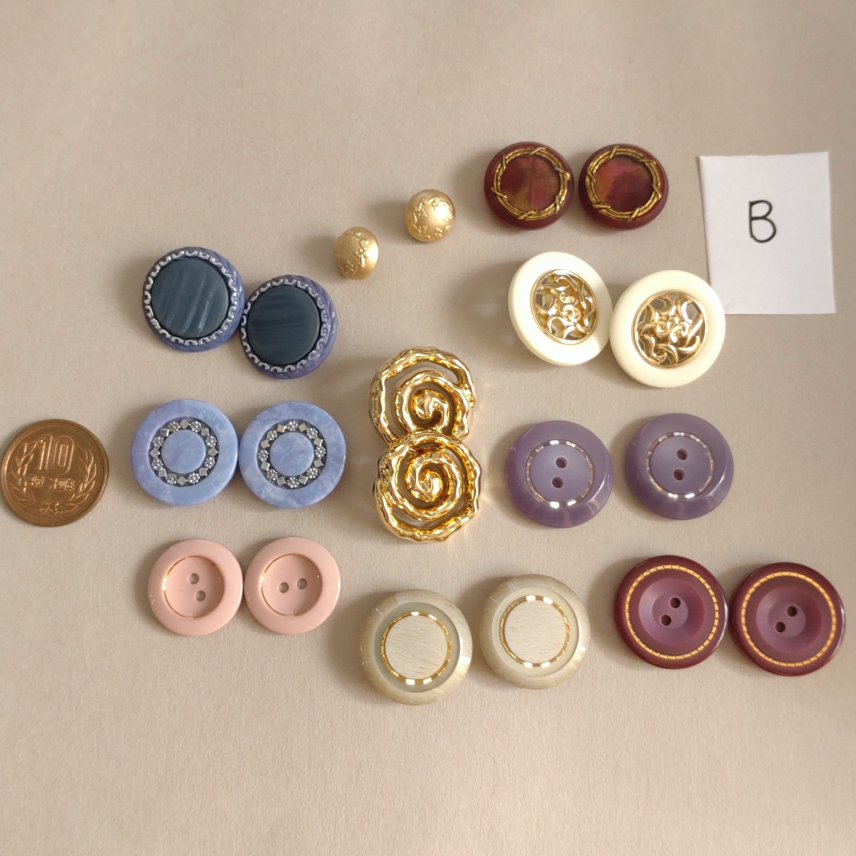 3個セット ヴィンテージボタン プラボタン デザインボタン ダサく NO.92