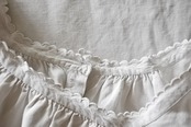 フランス 1900s リネン 貝たちの行進 とろり長いロングワンピースb アンティーク