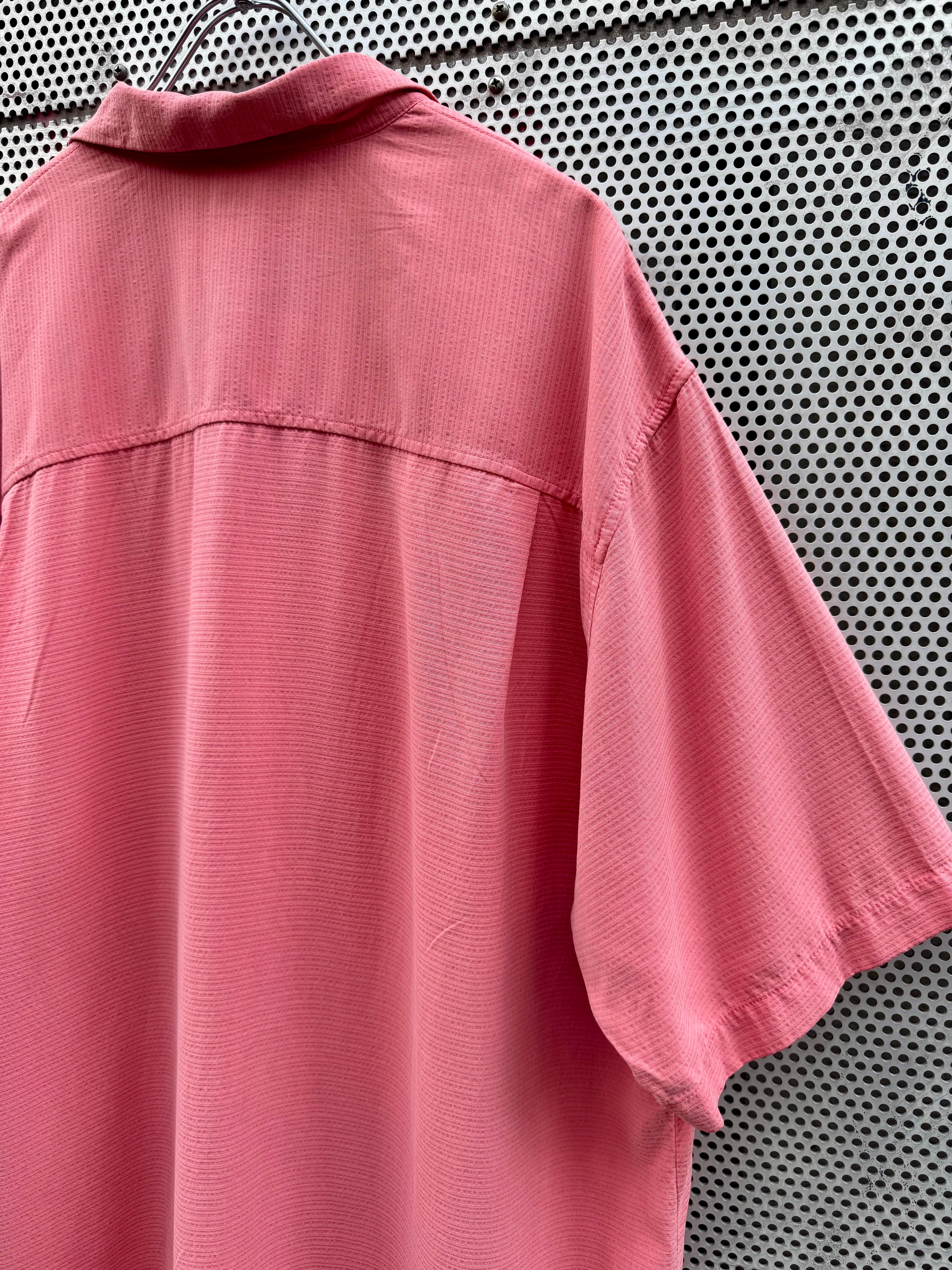 salmon-pink silk open collar shirt / サーモンピンク シルク 開襟