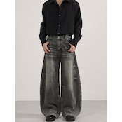ストリート ウォッシュ加工 デニムパンツ P340