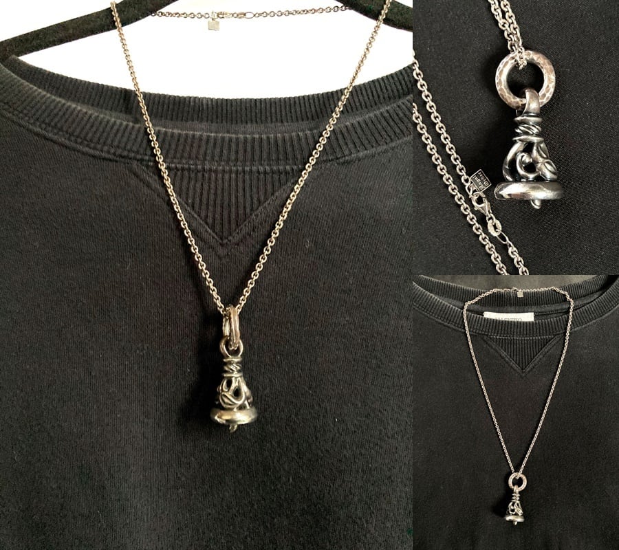 良品 名作 ロンワンズ LONE ONES クレーンベル ペンダント M 定価10万