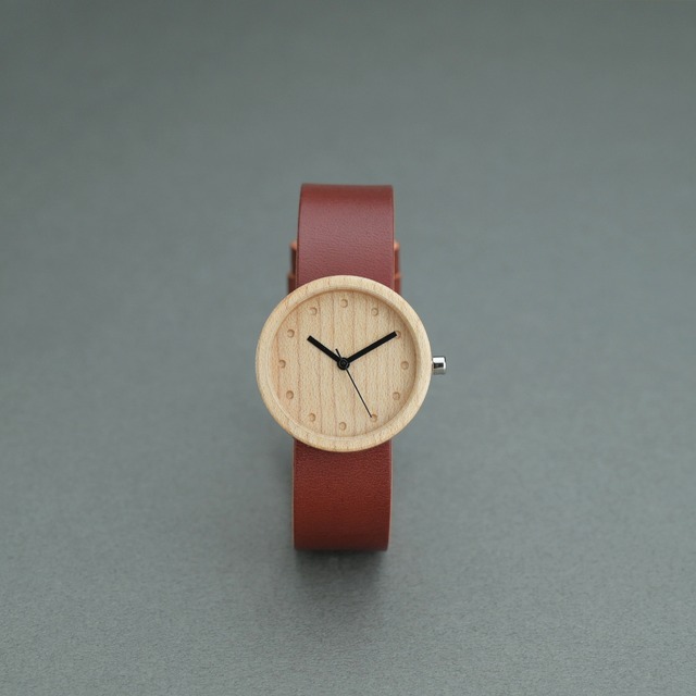 Maple wood - Organic leather Red - M