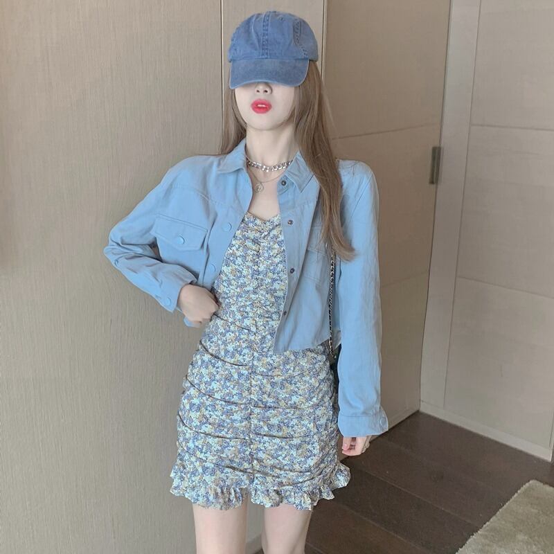 サマーショートジャケット フローラルドレス 夏物 花柄 ハンチェンe45020410051