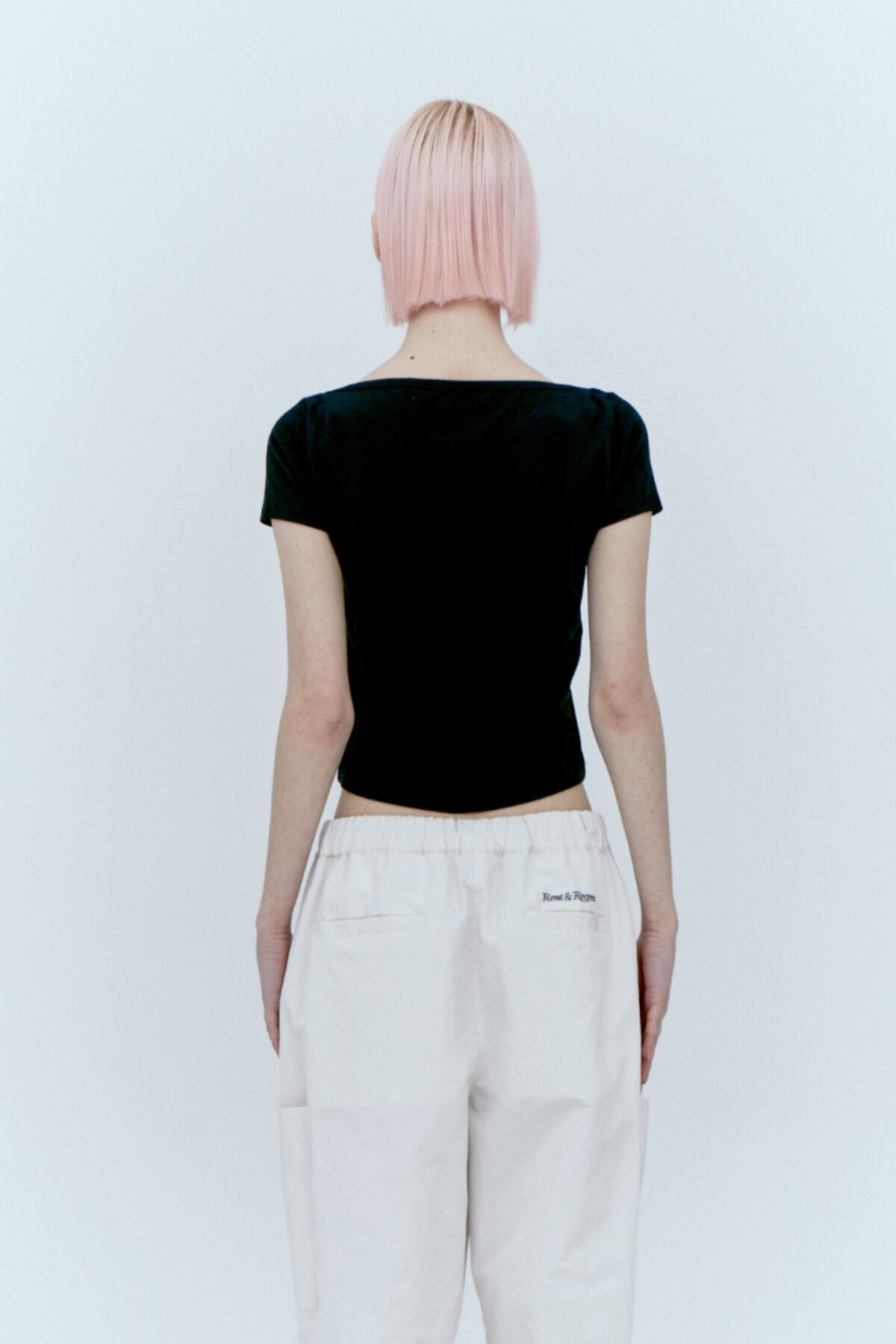 Rest & Recreation] LOGO LIP NECK T-SHIRT - BLACK 正規品 韓国