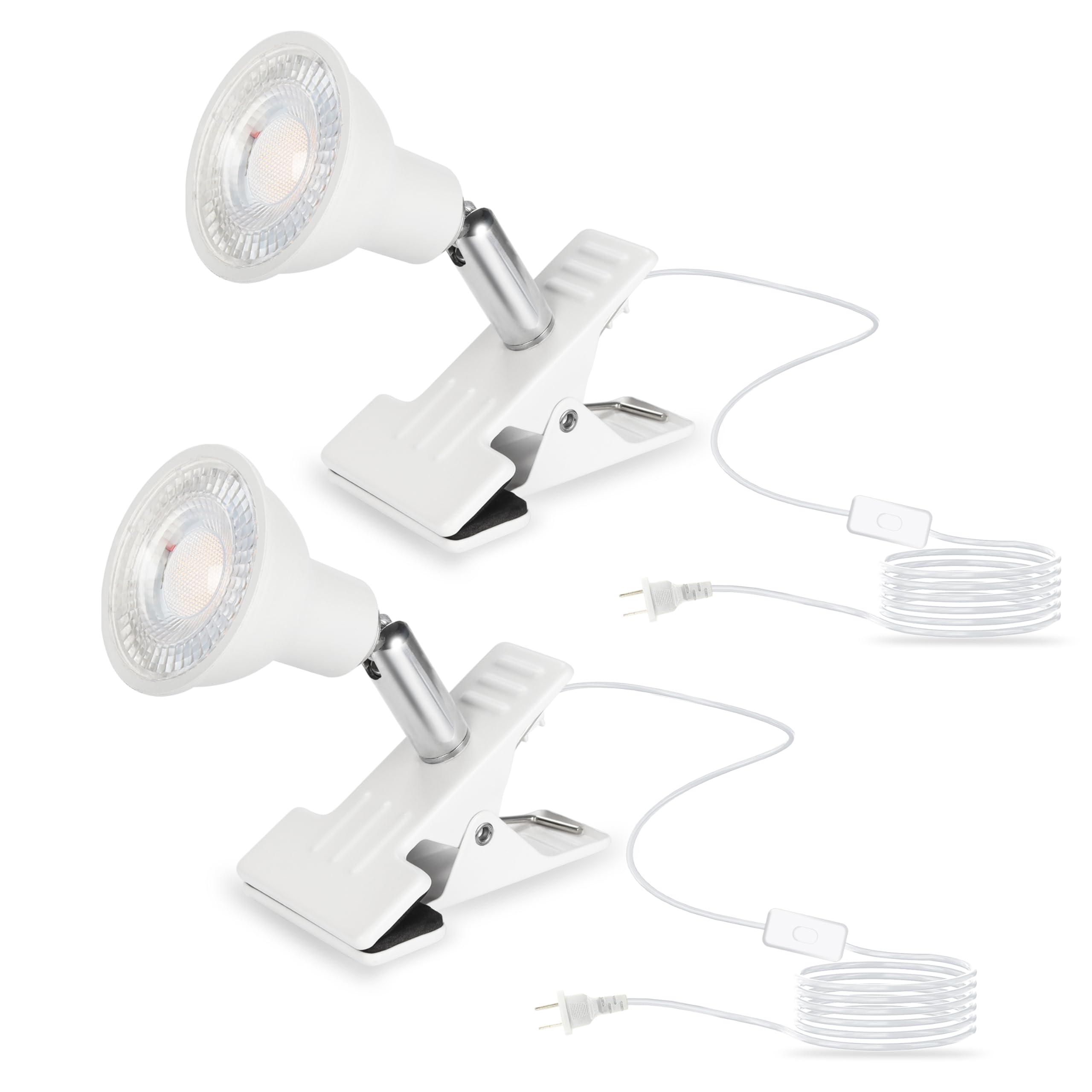 【人気】クリップライト LED スポットライト クリップ コンセント式 360°回転 電球色 2700K 仕事 読書灯 ベッドサイド 延長コード1.5m