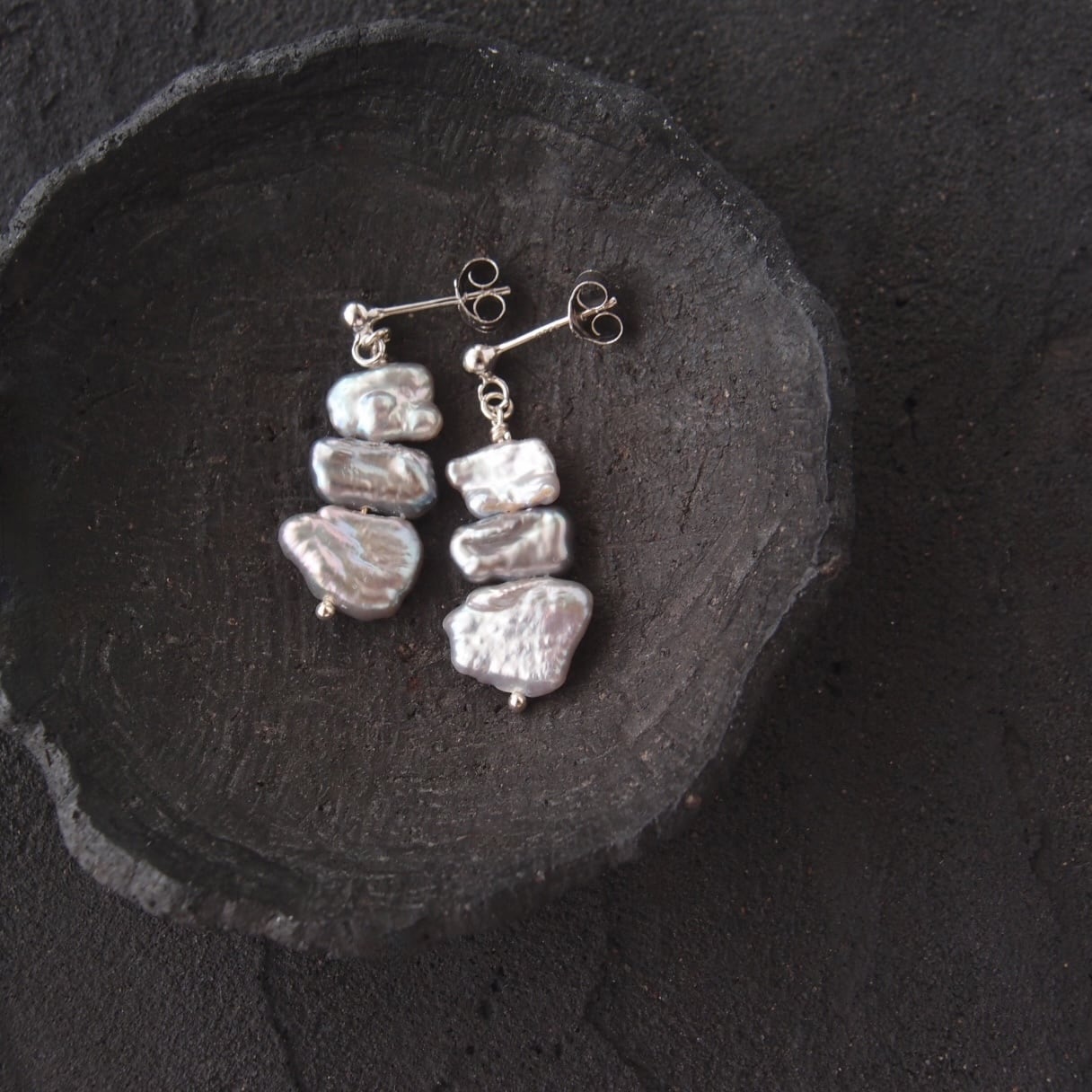 【SV】Biwa Pearl Earrings/ビワパール ミニスタッドピアス