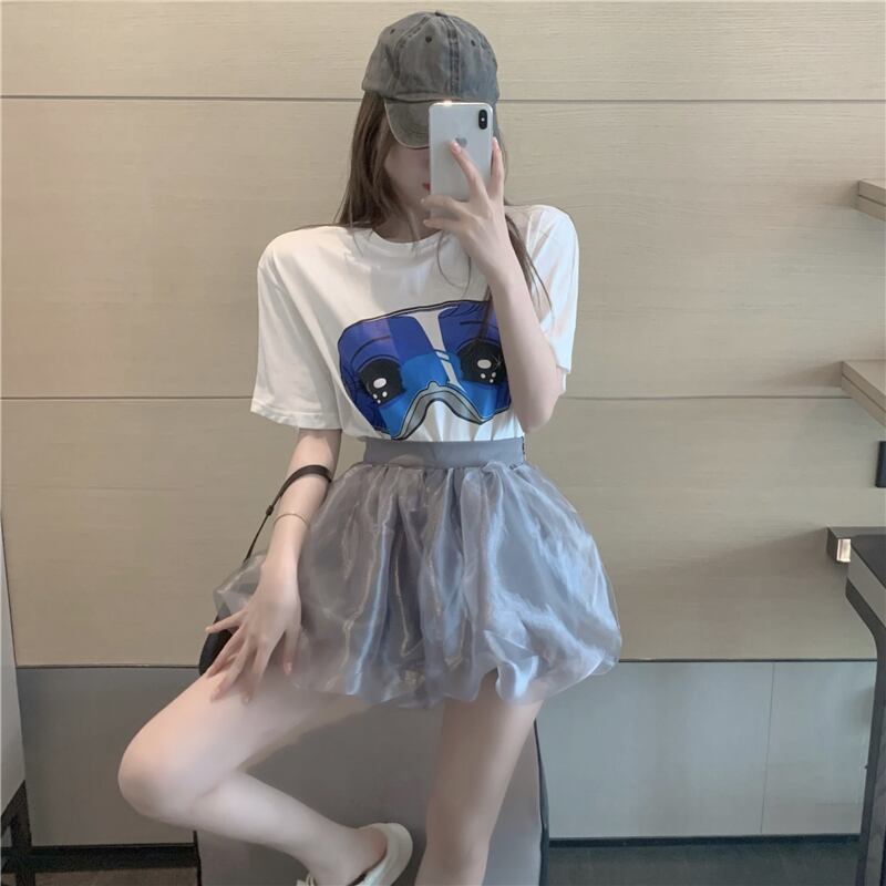 スプリングTシャツ ルーズショートスカート 大人ガーリー スウィート キュート カジュアル 春物 ドラファッションホール27921384202