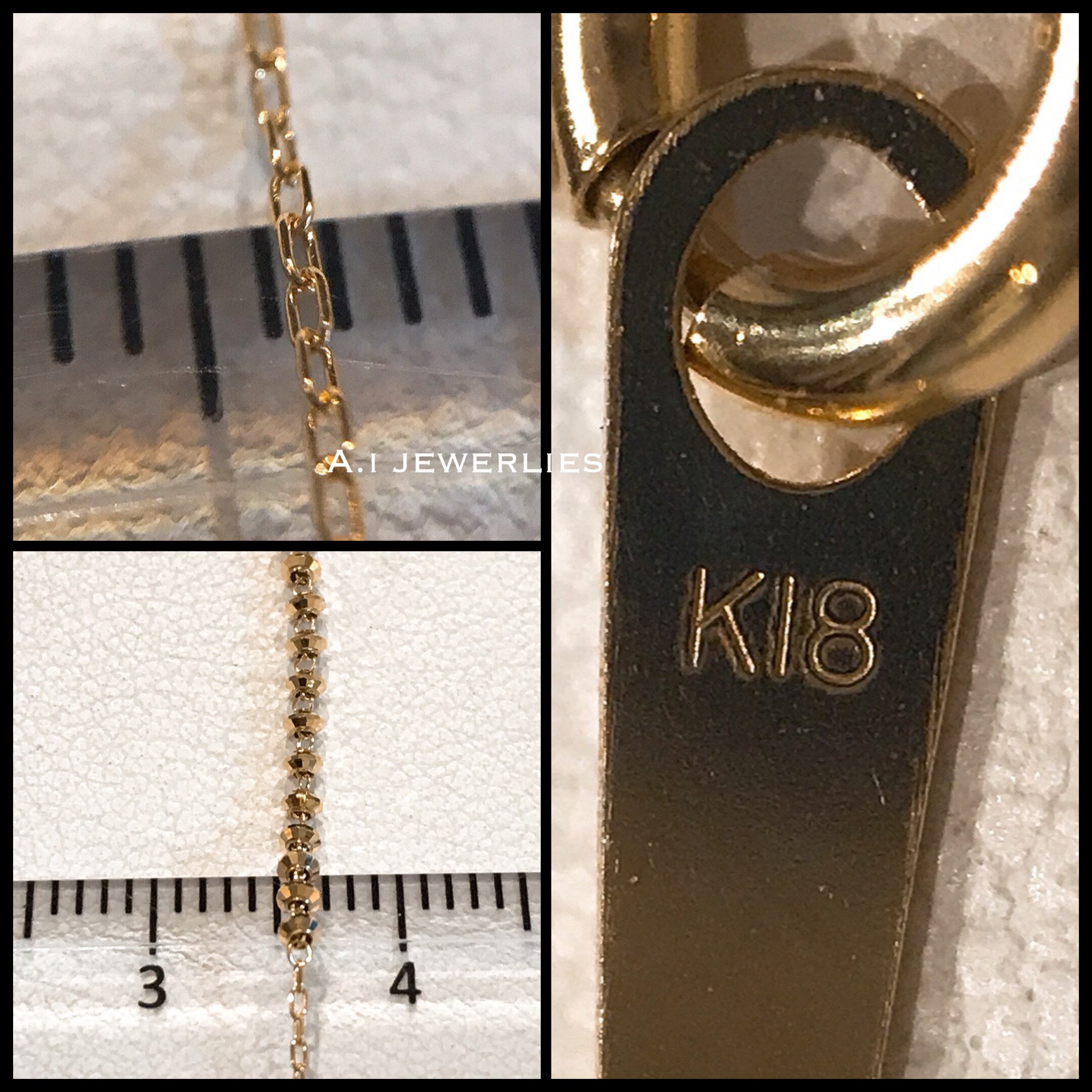 ネックレス 18金 定番 80センチ ロング ネックレスチェーン シャイニー レディース K18 Long Necklace 80cm With Cut Ball Shiny A I Jewelries エイアイジュエリーズ