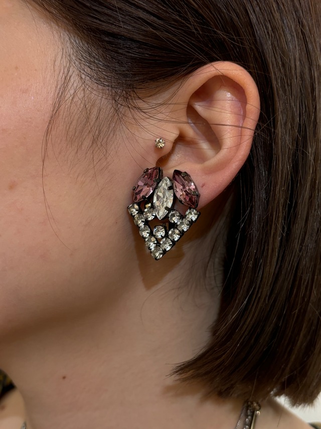 IOSSELLIANI / vintage pink stone earring.