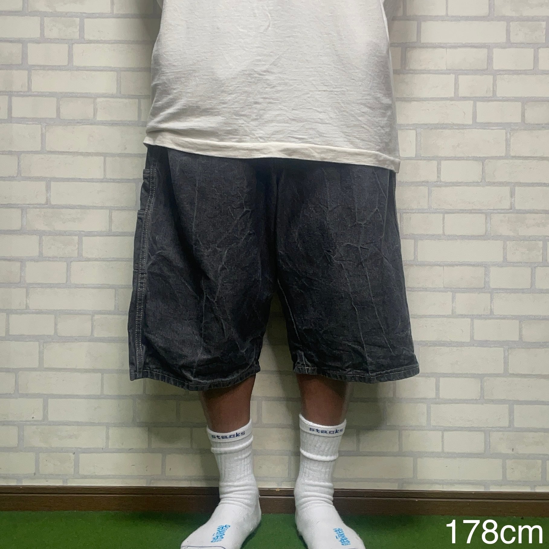 W44】Dickies ブラックデニムショーツ コットン100% ブランドタグ
