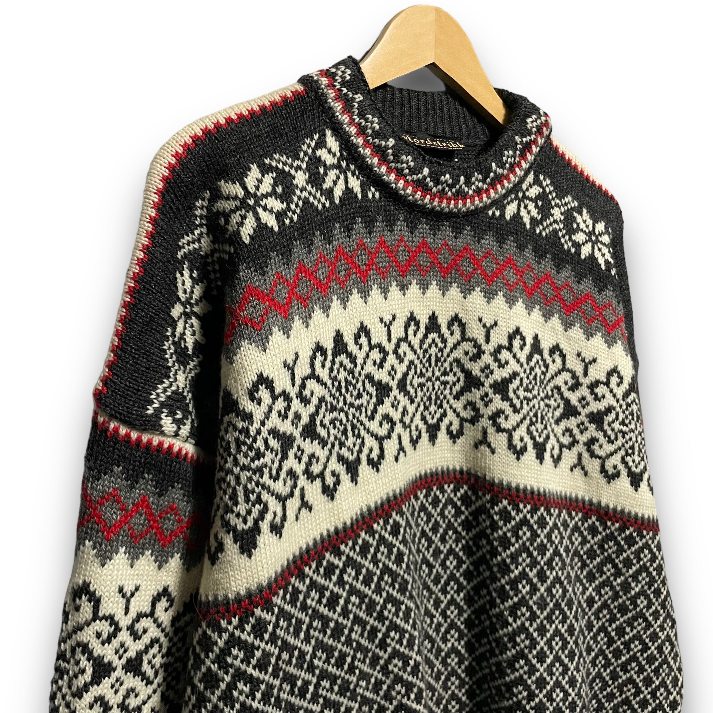 M】【90年代】nordstrikk ノルウェー製 肉厚 総柄ニット マルチ M】【90年代】nordstrikk ノルウェー製 肉厚 総柄ニット マルチ