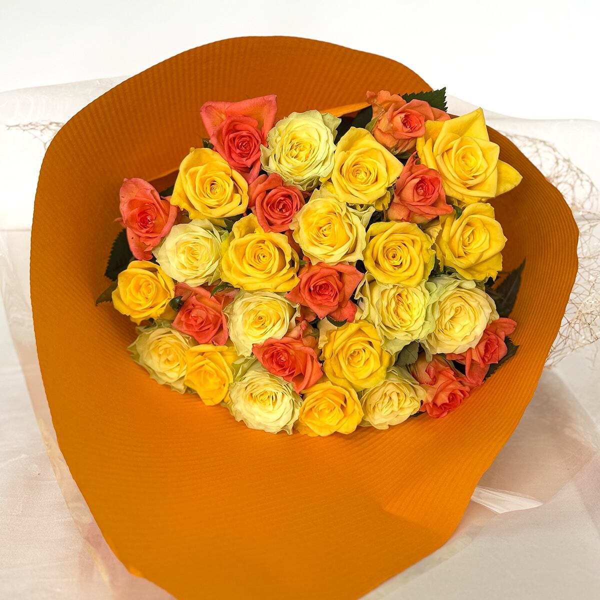 20本【60cm】YELLOW MIX ROSE 黄色オレンジ系バラの花束 | ひぐちばら