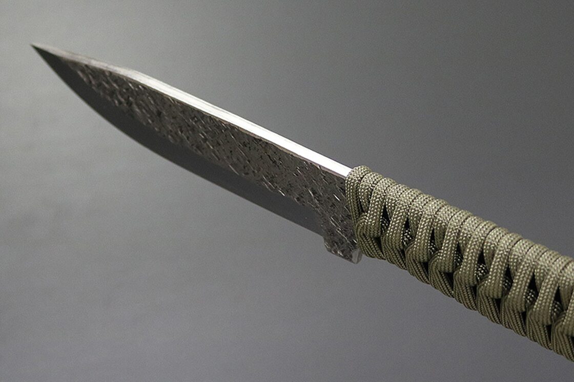 KB-254 関兼常 烏 Karasu 黒打細工刀 青紙ダマスカス 125mm アウトドア 