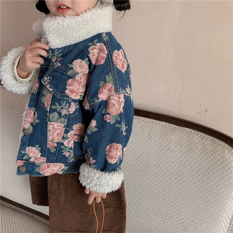 【BABY&KID】デニムビッグフラワー厚着ジャケット