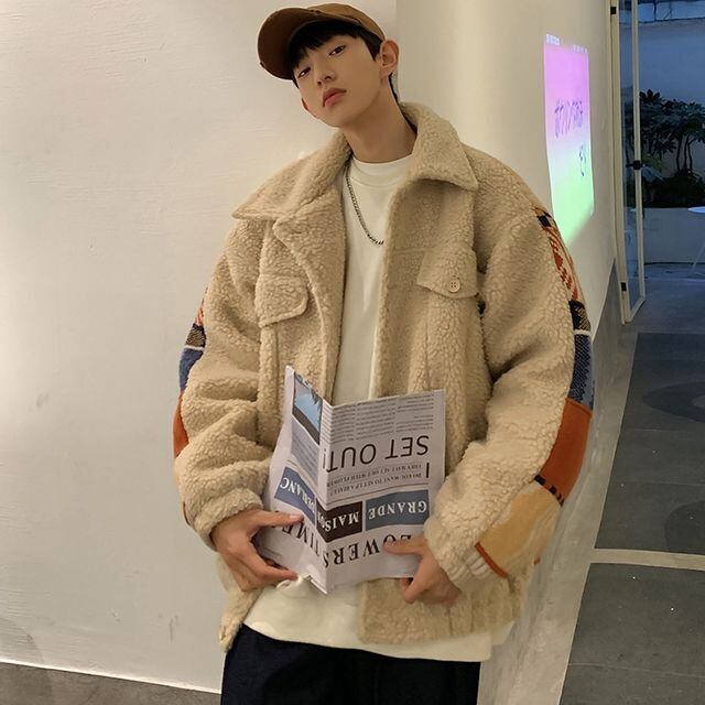 予約販売】ボアブルゾン アウター ジャケット ネイティブ柄 ショート丈