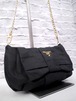 美品◆PRADA プラダ ビッグリボンデザイン クロスボディ チェーンストラップ ショルダー カメラ バッグ  黒x金◆ リボンが可愛いレアモデル