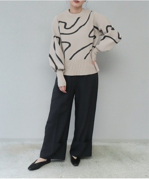 OI43086 ミラノリブラインジャガードプルオーバー greige